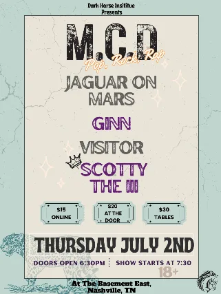 Dark Horse Institute Presents: M.C.D w/ Jaguar On Mars, GINN, Visitor, & Scotty The III