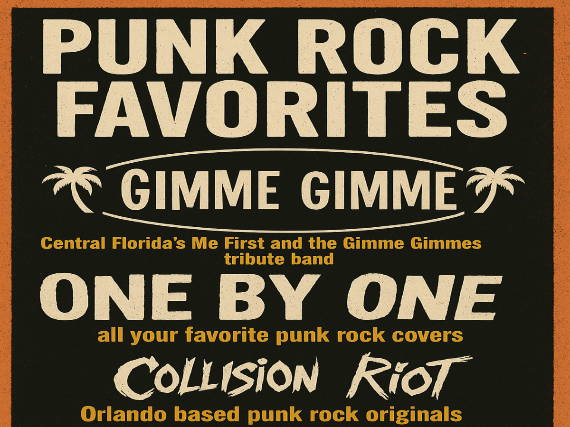 PUNK ROCK FAVORITES! WITH GIMME GIMME, ONE BY ONE AND COLLISION RIOT