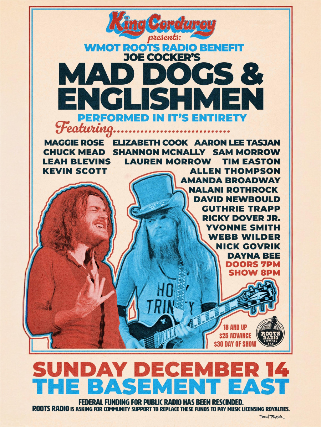 King Corduroy Presents: WMOT Roots Radio Benefit feat. Maggie Rose, Elizabeth Cook, Aaron Lee Tasjan, Chuck Mead, Shannon McNally, Sam Morrow, Leah Blevins, Tim Easton, Kevin Scott and more!