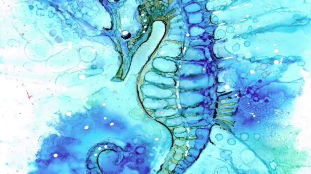 Watercolor Seahorse Paint Night
