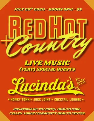 RED HOT + COUNTRY. Live Music with Special Guests.  Benefit to LGBTQ and Health Care (Callen-Lorde Community Health Center).