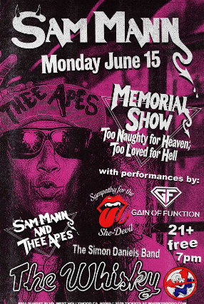 Sam Mann Memorial Show, Sympathy for the She Devil (Rolling Stones Tribute), Samm Mann's (Ghost) And Thee Apes, Gain of Funktion, The Simon Daniels Band
