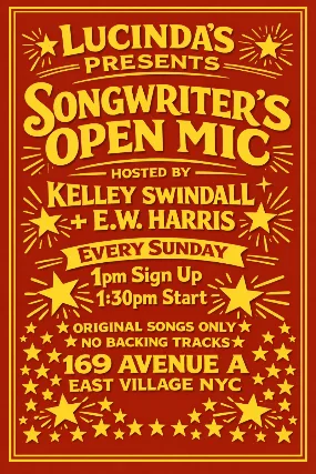 Sunday Songwriter's Open Mic Every Week at Lucinda's