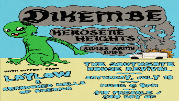 MidWest Friends Fest & Start Today Harm Reduction Present Dikembe, Kerosene Heights, Swiss Army Wife, LayLow, Abandoned Malls of America