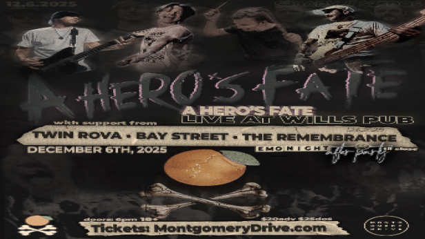 A Hero’s Fate at Will’s Pub with Special Guests Twin Rova, Bay Street, and The Remembrance