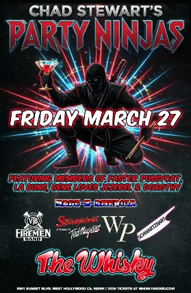 Chad Stewart's Party Ninjas, Made N America, V-Time, Stranglehold (Ted Nugent Tribute), Westpark, Peacemakers, Aaron Schwartzbart