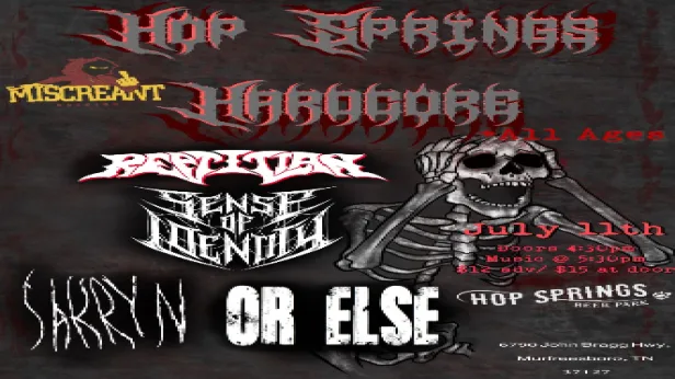 Hop Springs Hardcore w/ Sense of Identity