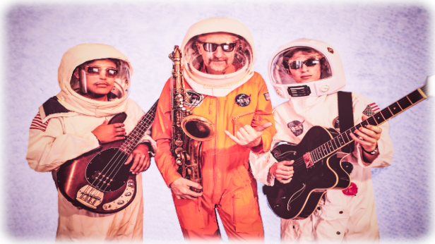 The Space Cadets: Senya Rogers-Kaufman (guitar), Daniel Perez (bass), Michael Jackson (sax)