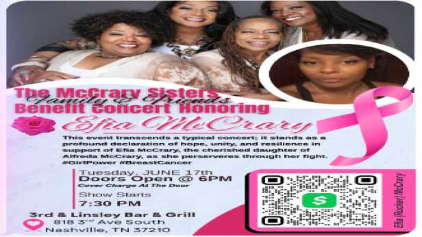 The McCrary Sisters Benefit Concert Honoring EFIA MCCRARY featuring Etta Britt ,  Sam McCrary and The Mix ,  Buddy Miller ,  Jim Lauderdale ,  Gale Mayes ,  Jackie Wilson ,  Danny and Mabel Flowers ,  Will Merrell ,  Sean McConnell ,  REECE ,  David Monfore &  More!