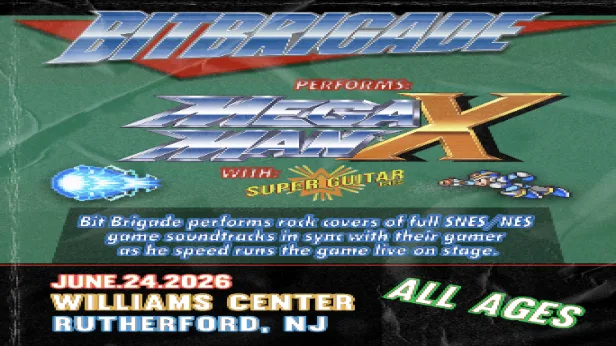 BIT BRIGADE PERFORMS MEGA MAN X: Bit Brigade performs rock covers of full SNES/NES game soundtracks as their gamer speed runs the game live on stage.