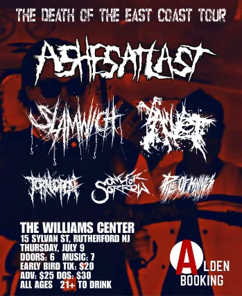 Alden Booking Presents: Ashes At Last, Slamwich Amuelet, Torn Open, One for Sorrow and Pile of Knives