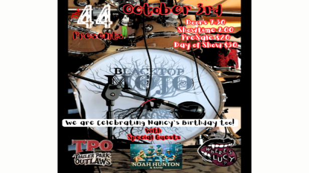 Blacktop Mojo w/ Noah Hunton, Where’s Lucy, & Trailer Park Outlaws
