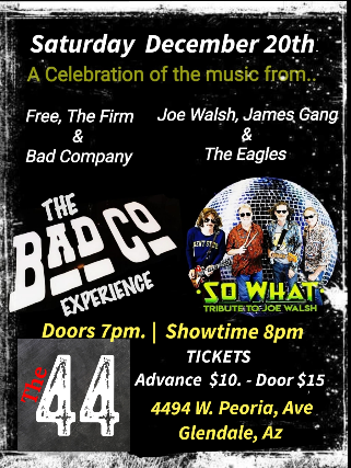 The Bad Co Experience & So What - Tribute to Joe Walsh