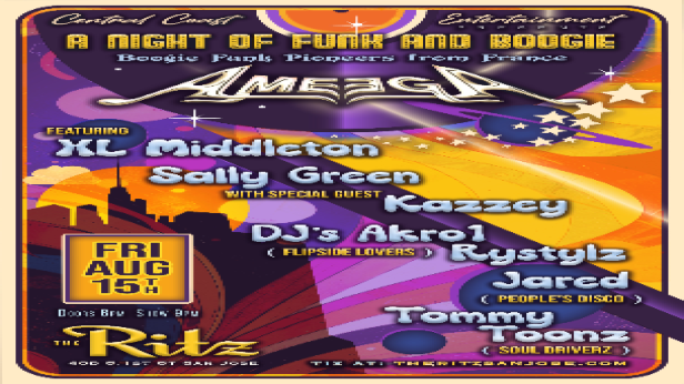 Ameega, XL Middleton, Sally Green (w/ special guest Kazzey), Flipside Lovers, People's Disco, DJ Tommy Toonz